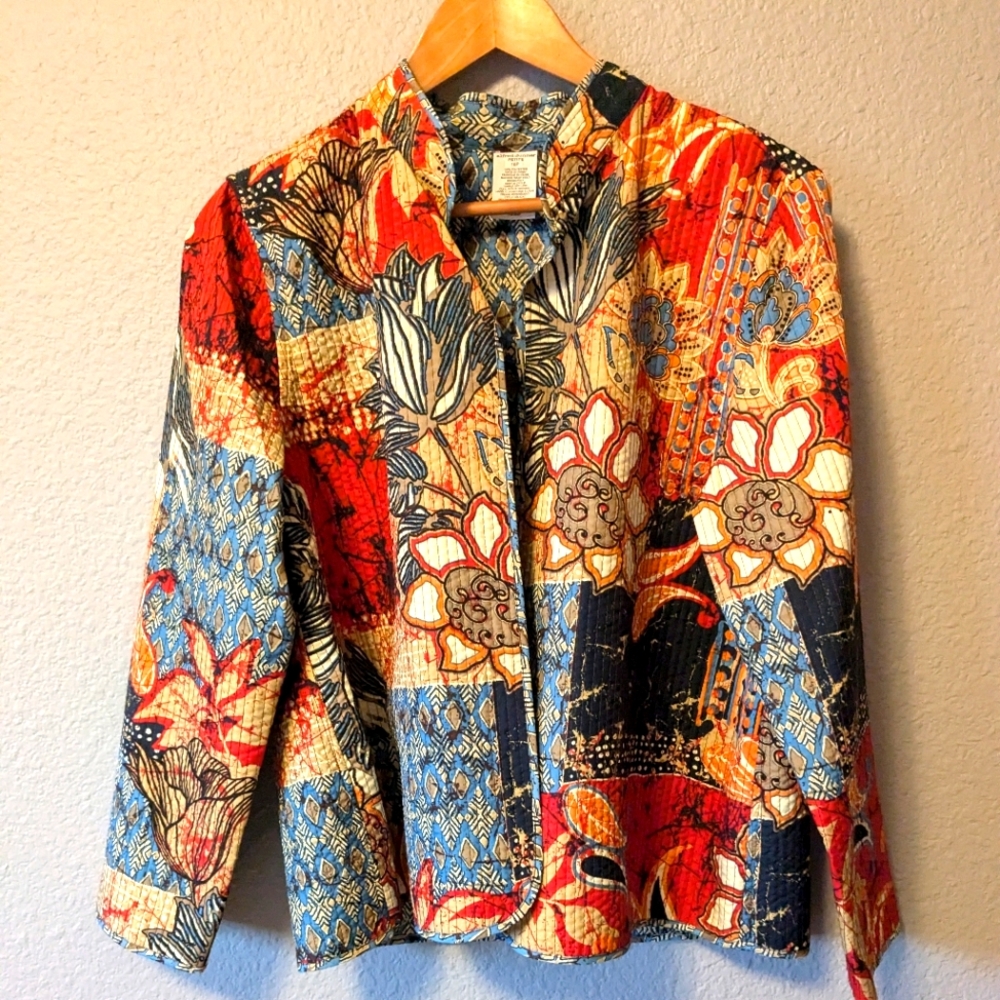 Alfred Dunner Patchwork Jacket Open Front Multico… - image 2